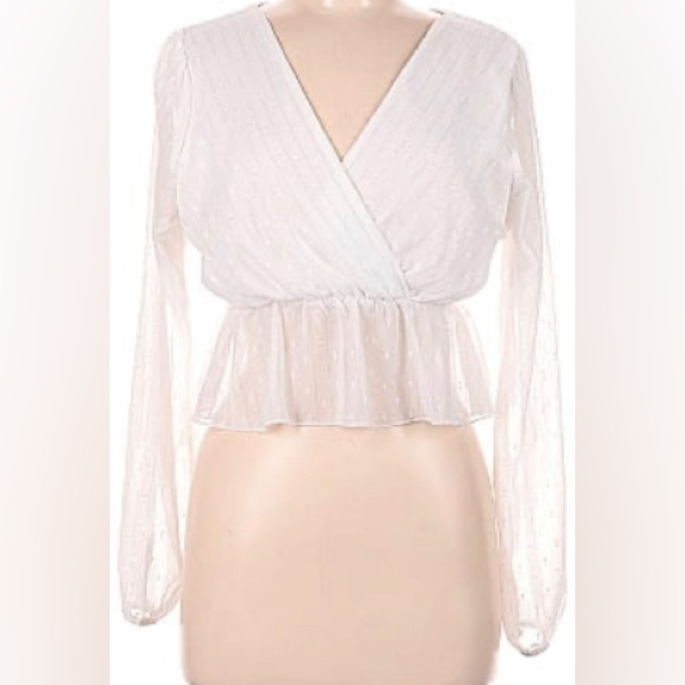 Nasty Gal size 4 white long sleeve blouse